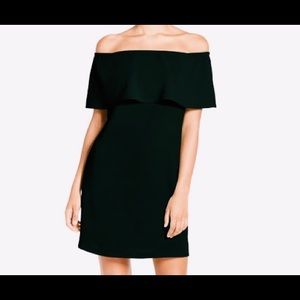 Black Off the Shoulder Flowy Mini Dress